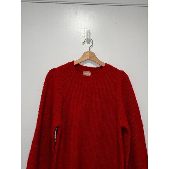 Show Me Your Mumu Red  Dixon Balloon Sleeves Knit Sweater Women's Size S - Picture 4 of 9